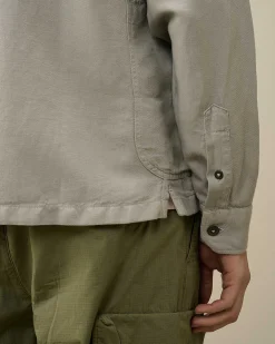 Homme C.P. Company Chemises^Broken Linen/Cotton Pocket Shirt