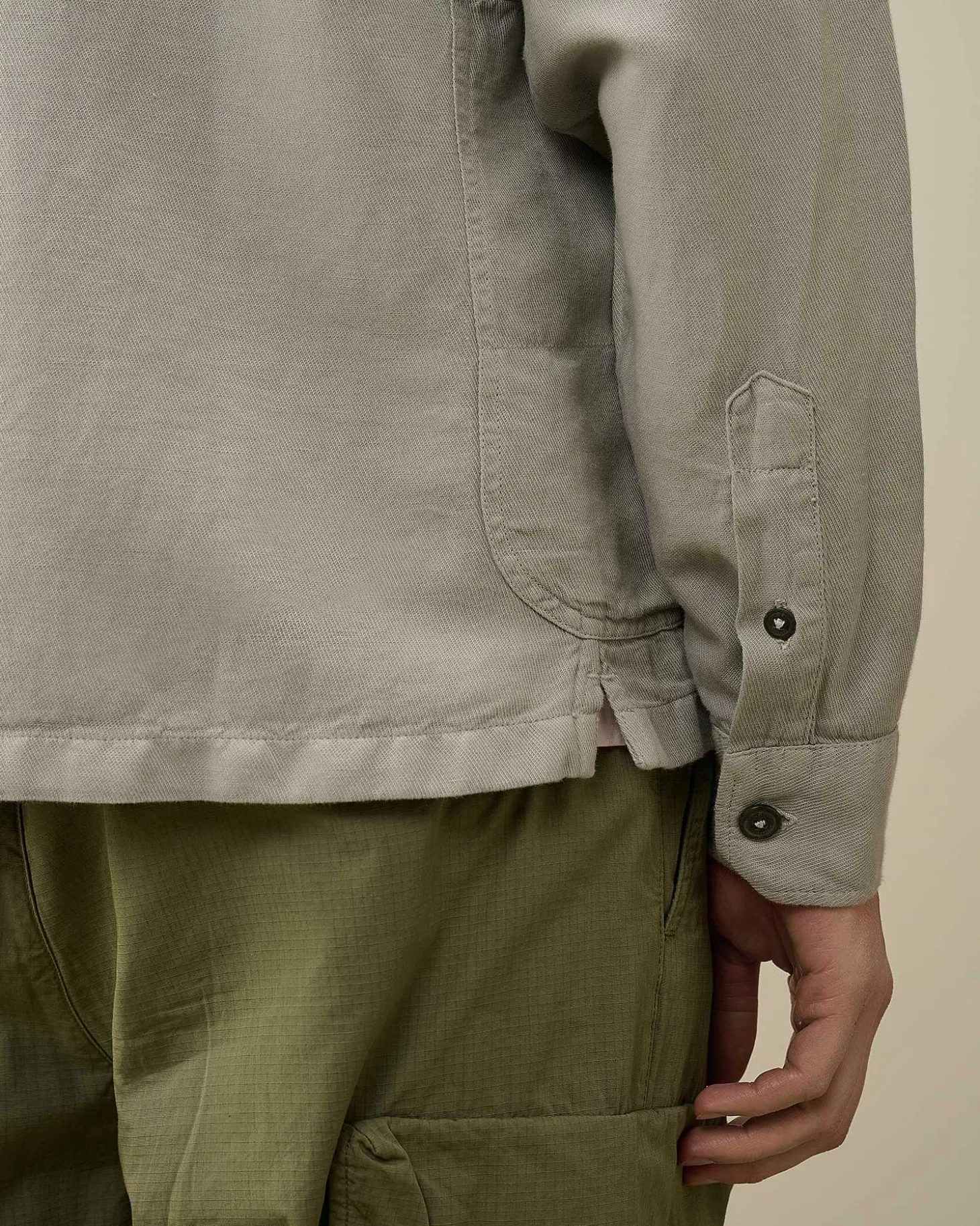 Homme C.P. Company Chemises^Broken Linen/Cotton Pocket Shirt