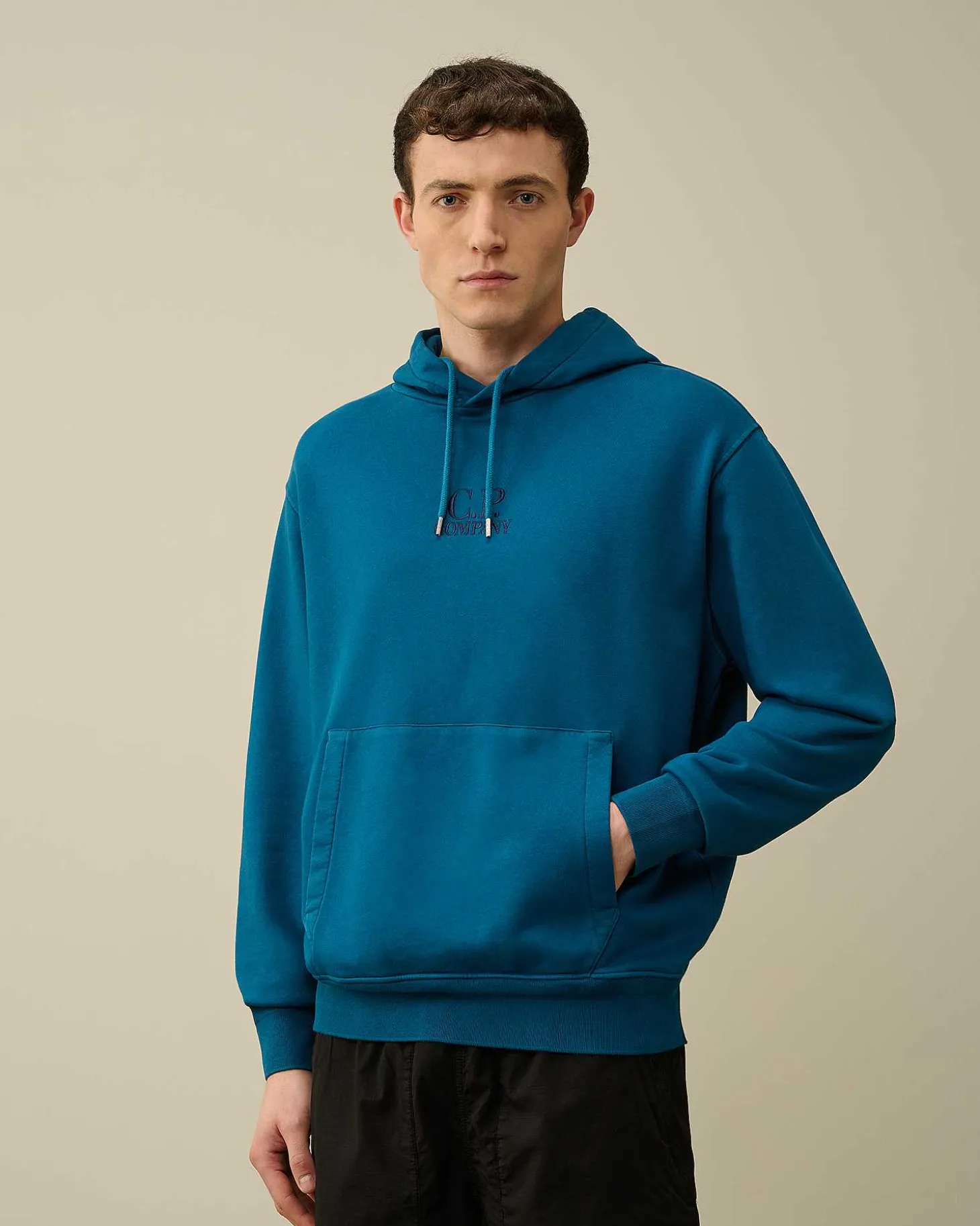 Homme C.P. Company Sweat-Shirts^Cotton Diagonal Fleece Logo Hoodie