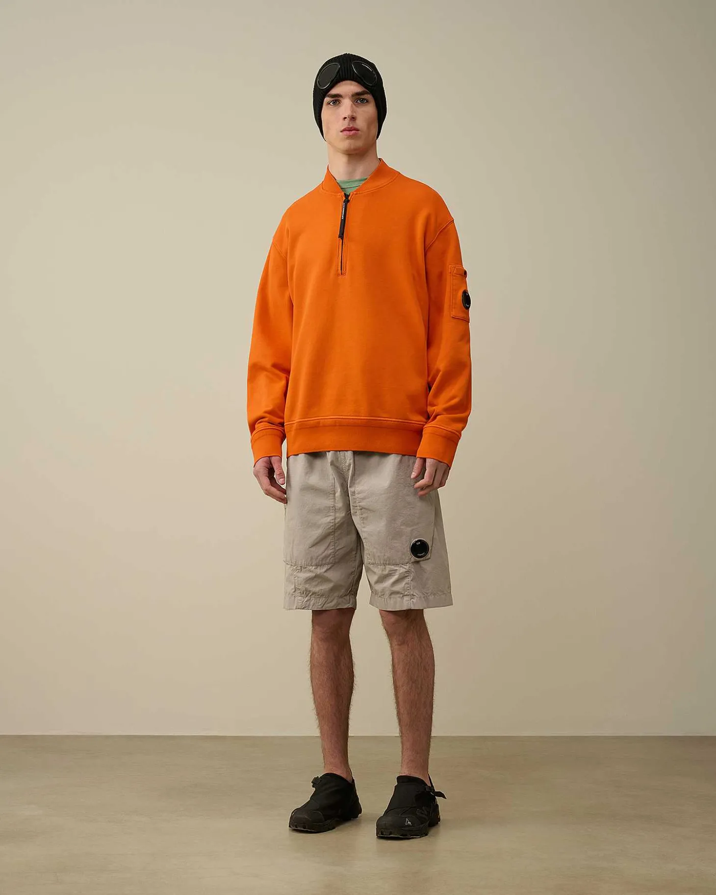 Homme C.P. Company Sweat-Shirts^Cotton Diagonal Fleece Zipped Sweatshirt