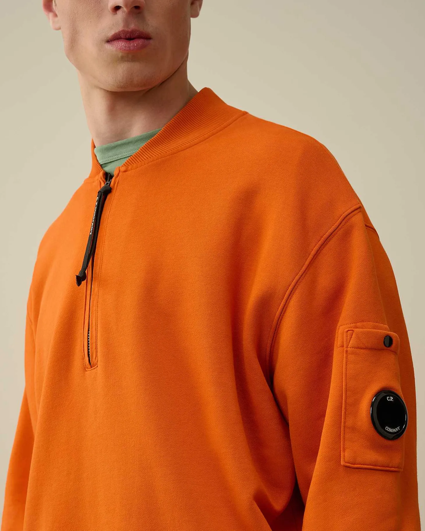 Homme C.P. Company Sweat-Shirts^Cotton Diagonal Fleece Zipped Sweatshirt