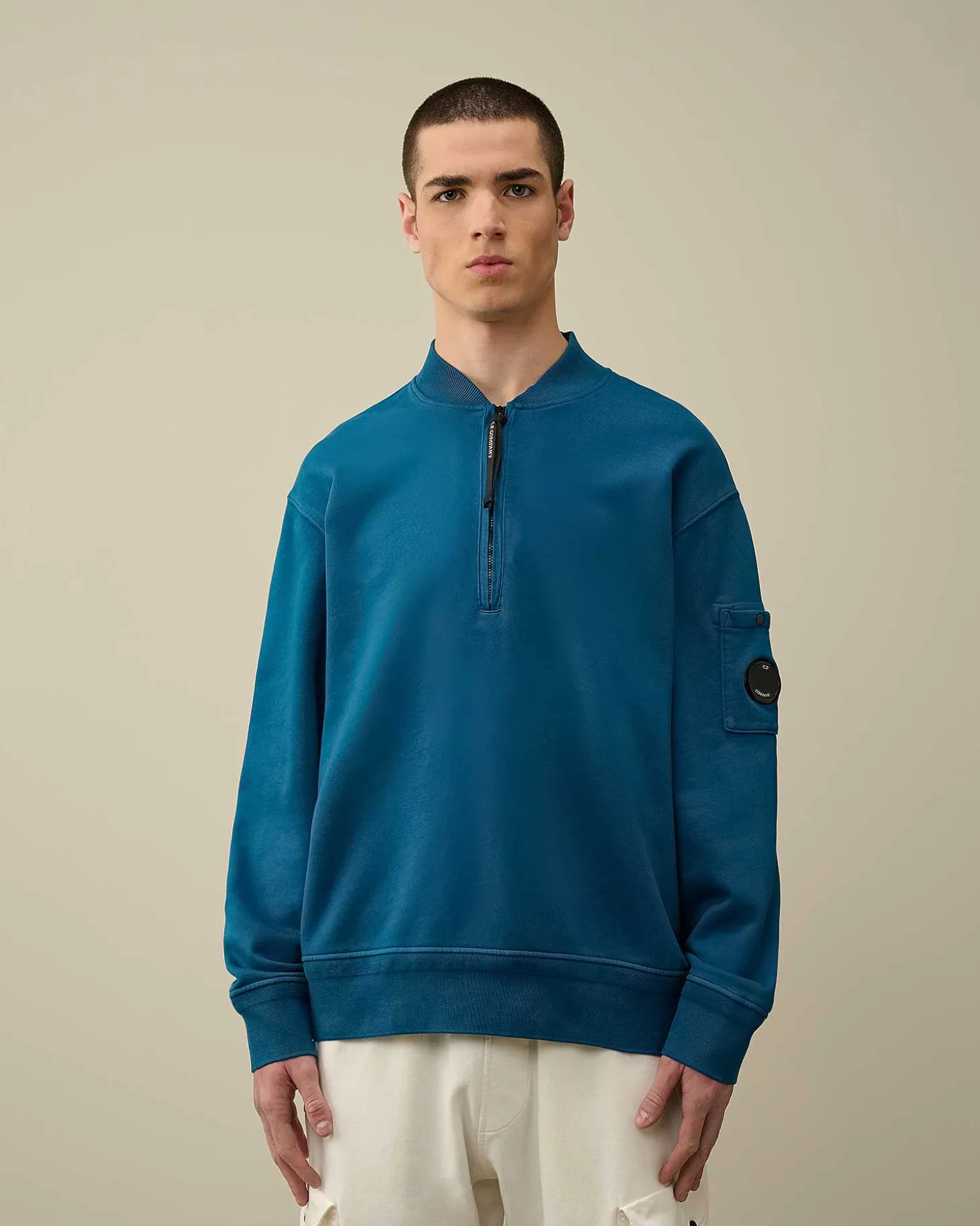 Homme C.P. Company Sweat-Shirts^Cotton Diagonal Fleece Zipped Sweatshirt