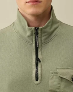 Homme C.P. Company Sweat-Shirts^Cotton Fleece Mixed Zipped Sweatshirt