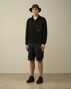 Homme C.P. Company Sweat-Shirts^Cotton Fleece Mixed Zipped Sweatshirt