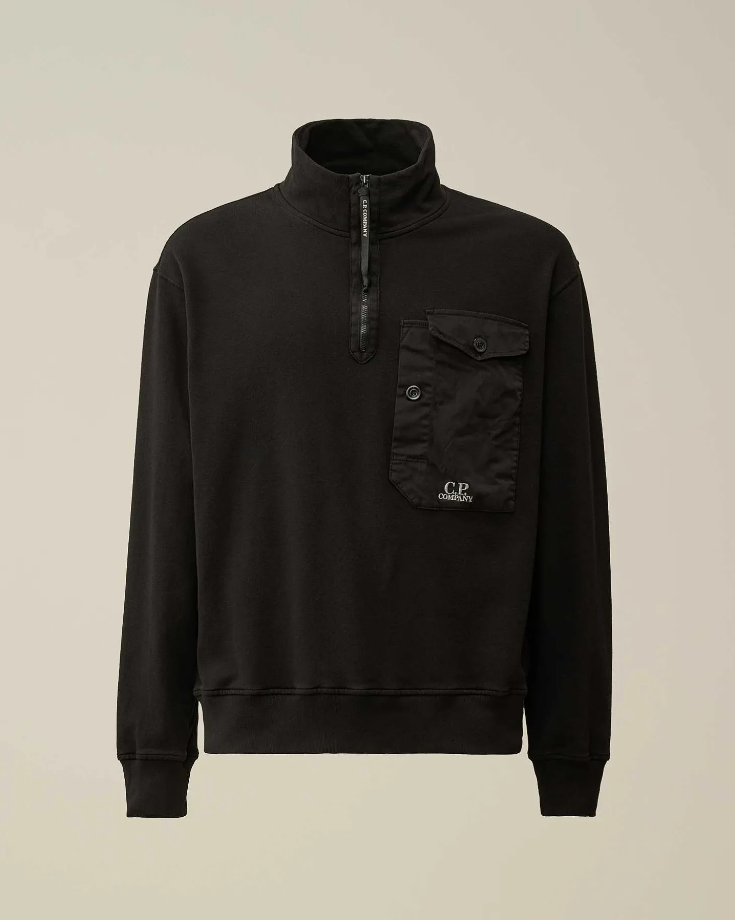 Homme C.P. Company Sweat-Shirts^Cotton Fleece Mixed Zipped Sweatshirt