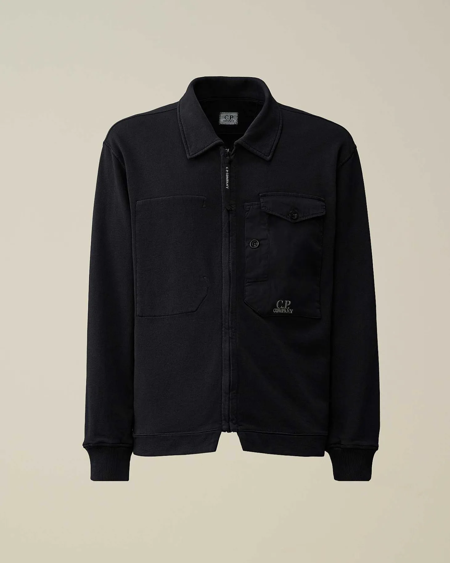 Homme C.P. Company Sweat-Shirts^Cotton Fleece Mixed Zipped Shirt