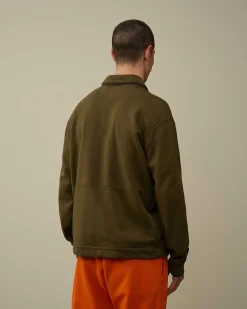Homme C.P. Company Sweat-Shirts^Cotton Fleece Mixed Zipped Shirt