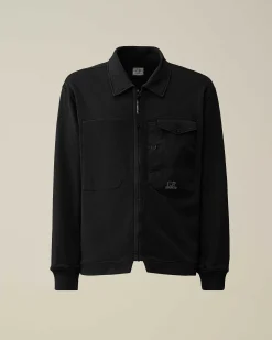 Homme C.P. Company Sweat-Shirts^Cotton Fleece Mixed Zipped Shirt
