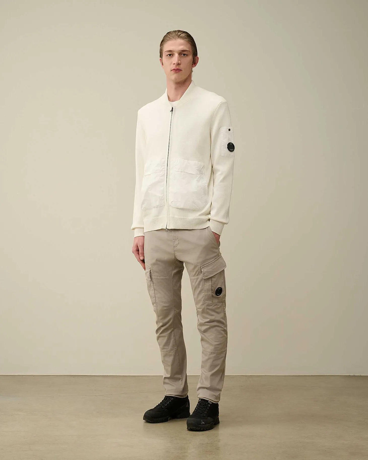 Homme C.P. Company Pulls^Cotton Mixed Bomber Knit