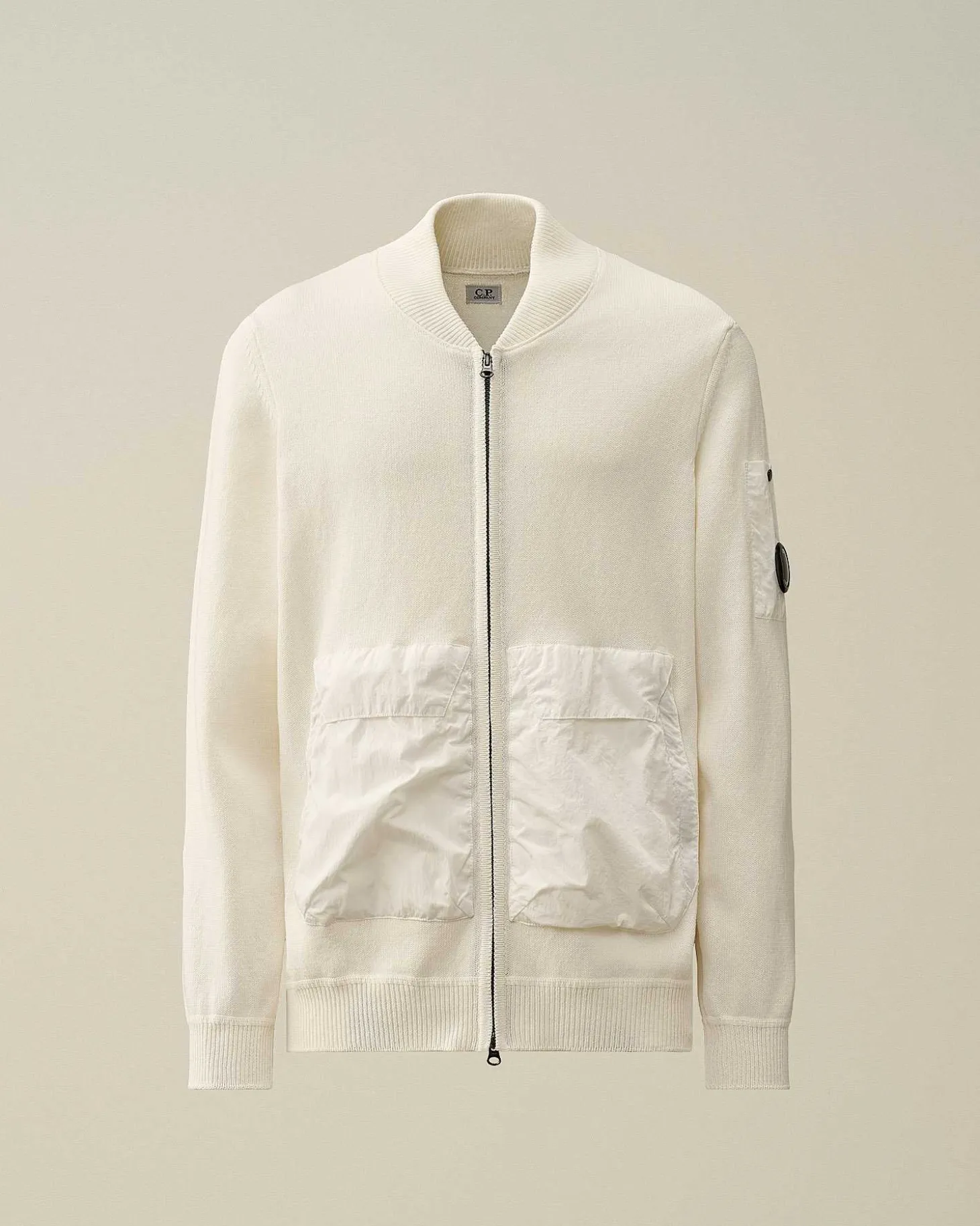 Homme C.P. Company Pulls^Cotton Mixed Bomber Knit