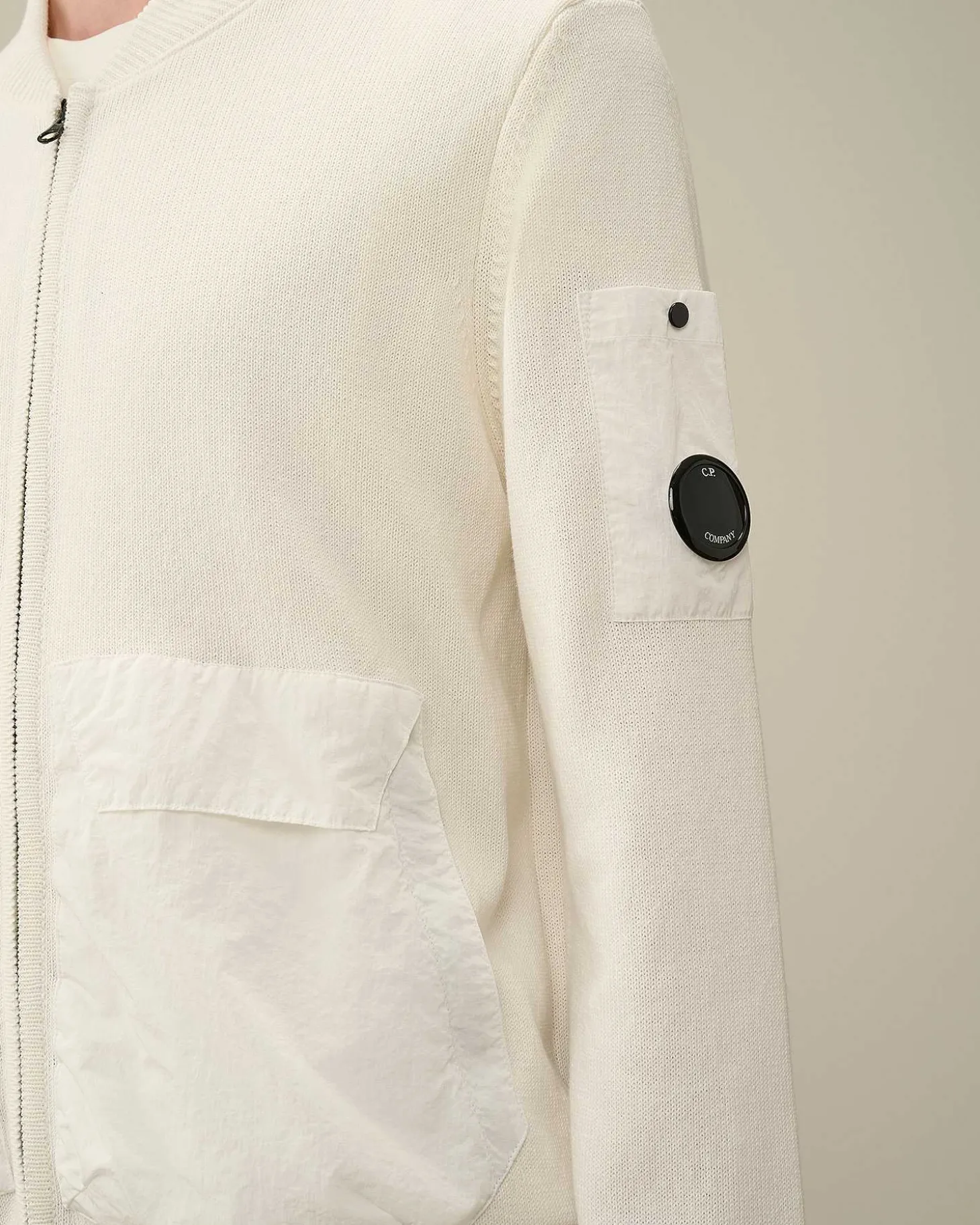 Homme C.P. Company Pulls^Cotton Mixed Bomber Knit