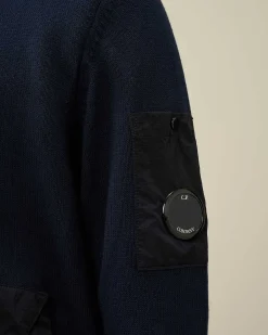 Homme C.P. Company Pulls^Cotton Mixed Bomber Knit
