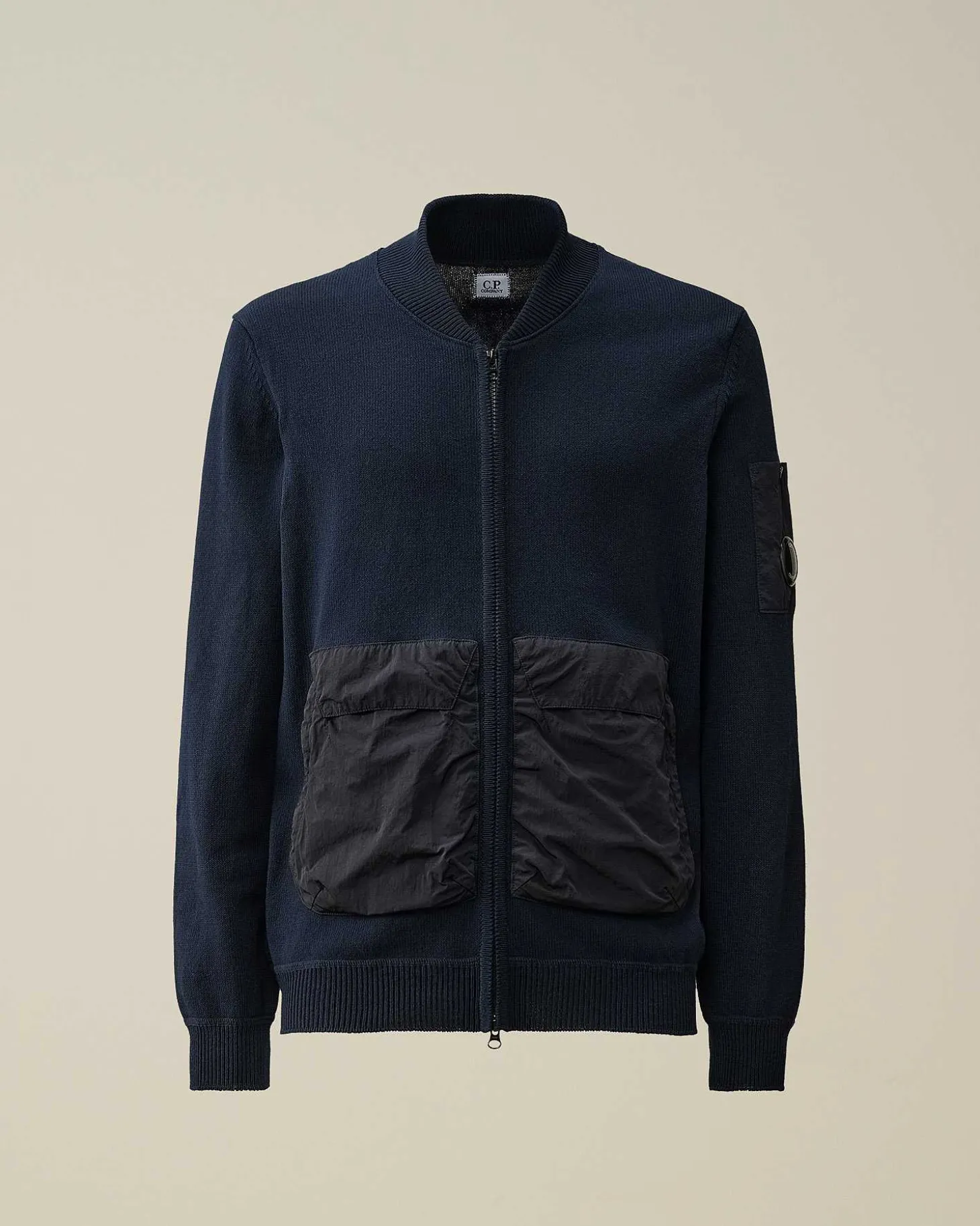 Homme C.P. Company Pulls^Cotton Mixed Bomber Knit