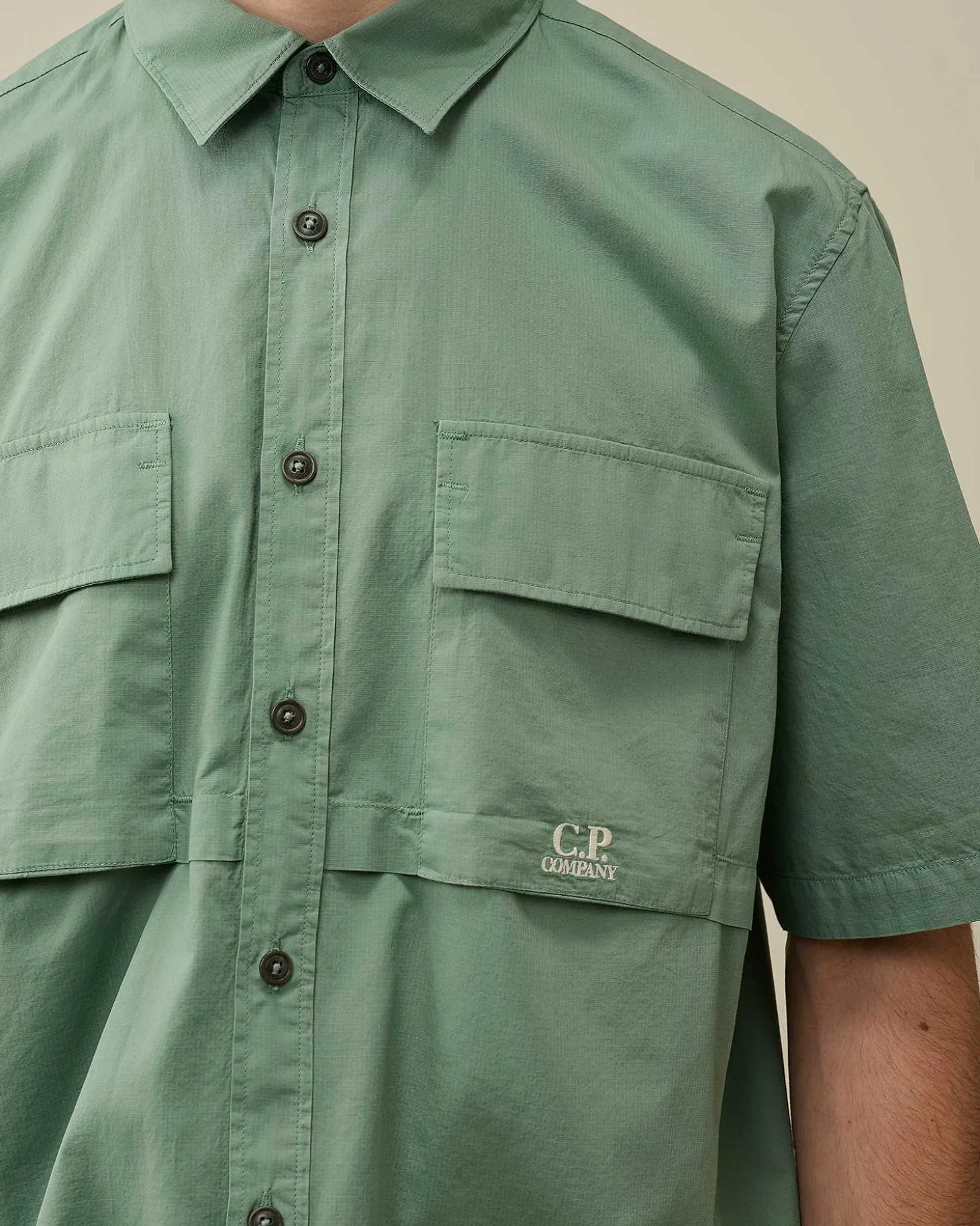 Homme C.P. Company Chemises^Cotton Rip-Stop Short Sleeved Shirt