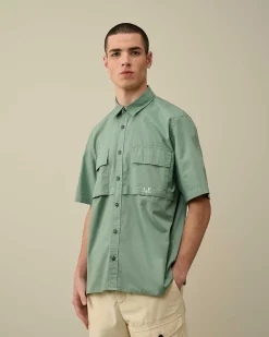 Homme C.P. Company Chemises^Cotton Rip-Stop Short Sleeved Shirt