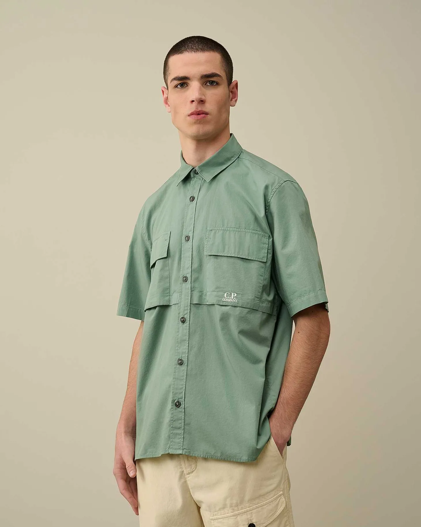 Homme C.P. Company Chemises^Cotton Rip-Stop Short Sleeved Shirt