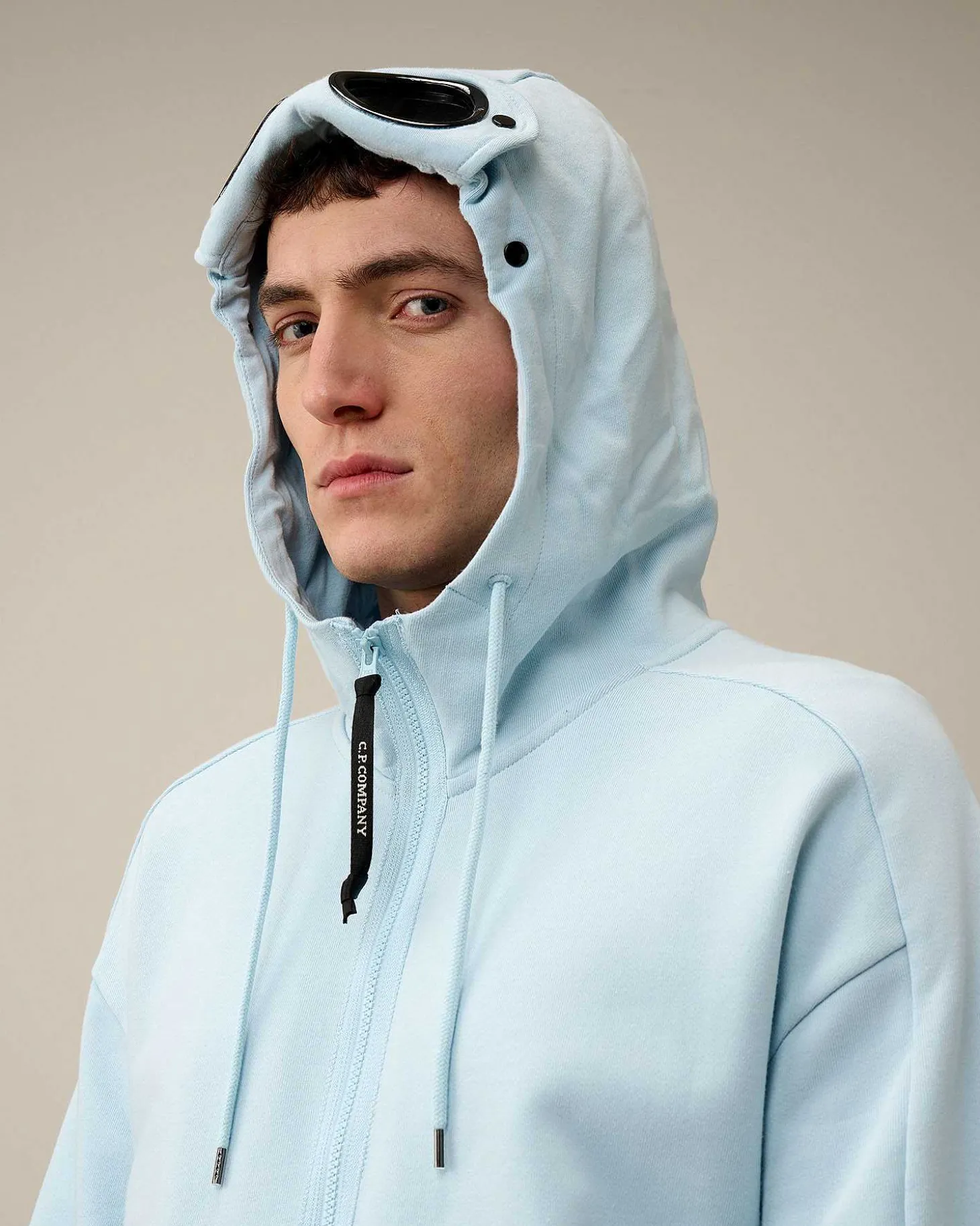 Homme C.P. Company Sweat-Shirts^Diagonal Raised Fleece Goggle Zipped Hoodie