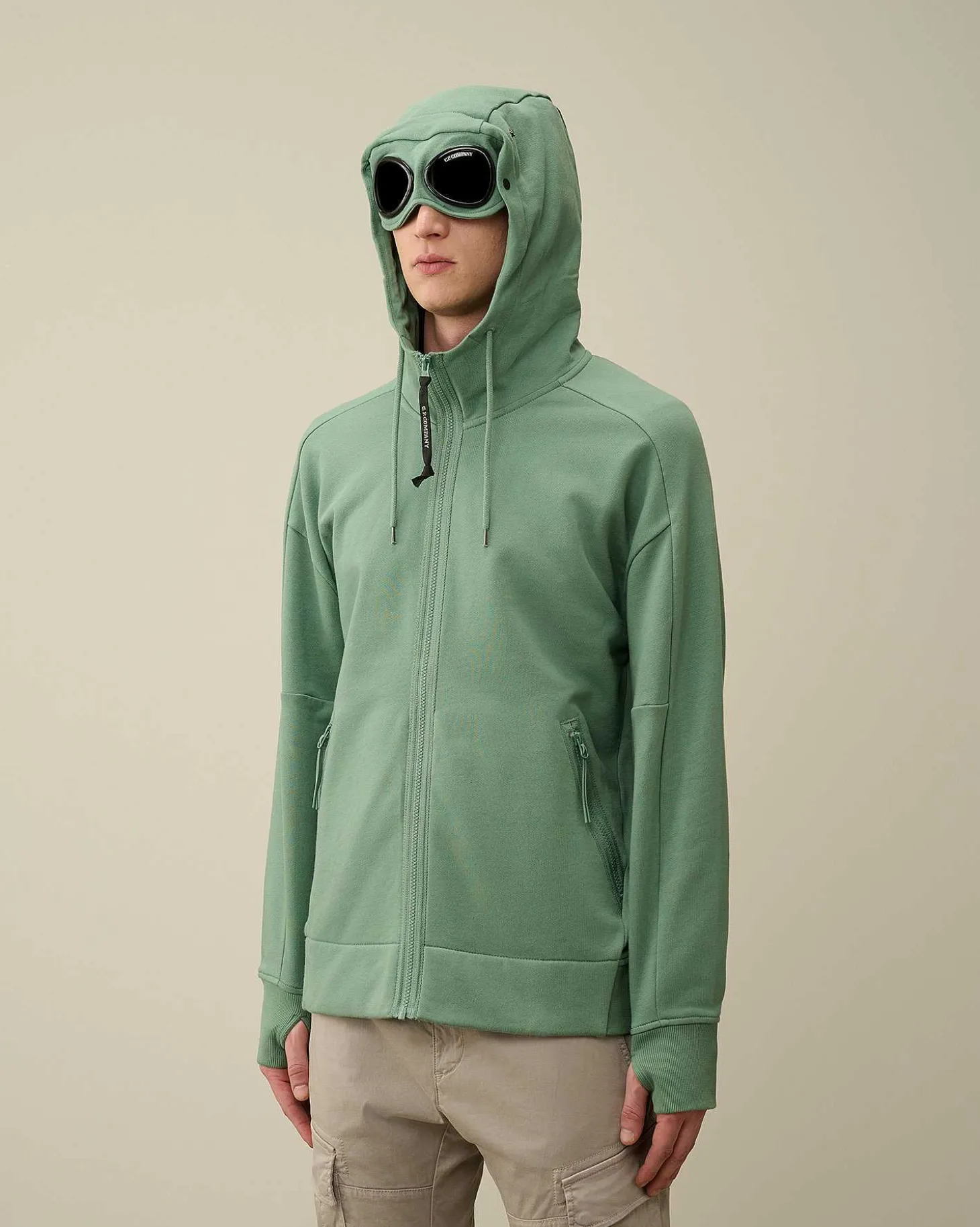 Homme C.P. Company Sweat-Shirts^Diagonal Raised Fleece Goggle Zipped Hoodie