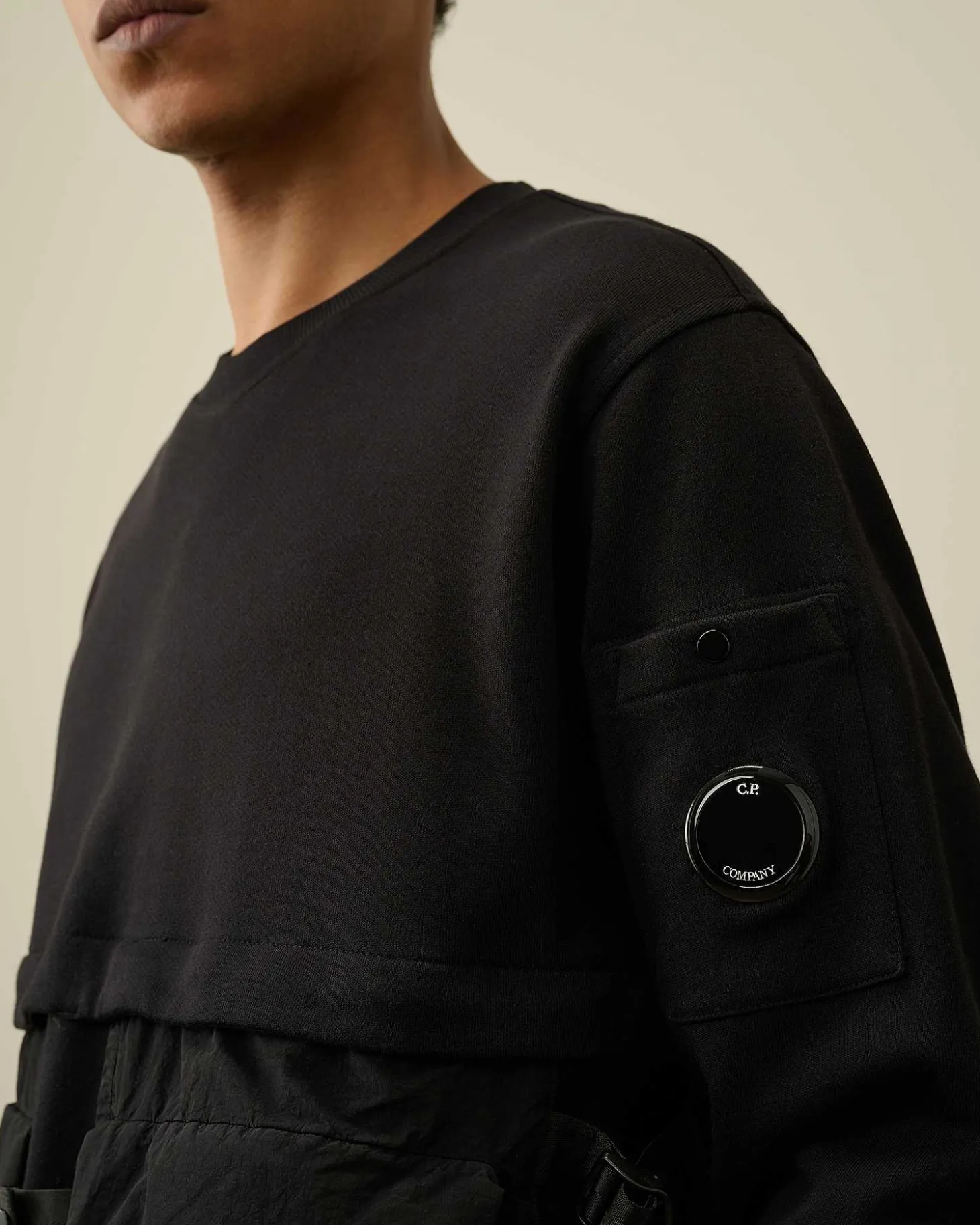 Homme C.P. Company Sweat-Shirts^Diagonal Raised Fleece Mixed Detachable Sweatshirt