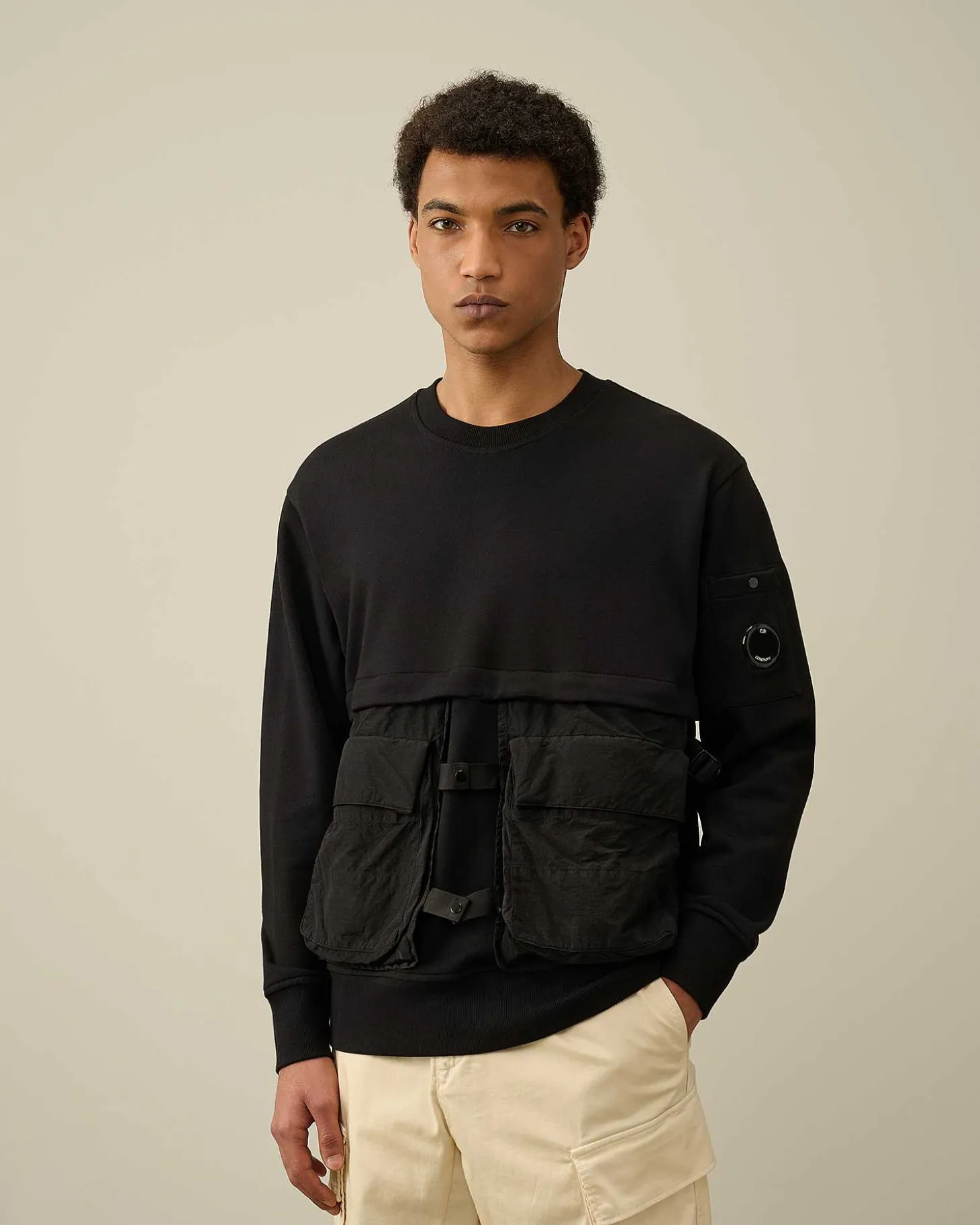 Homme C.P. Company Sweat-Shirts^Diagonal Raised Fleece Mixed Detachable Sweatshirt