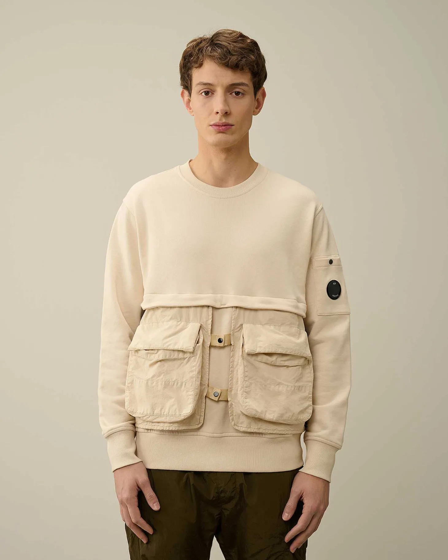 Homme C.P. Company Sweat-Shirts^Diagonal Raised Fleece Mixed Detachable Sweatshirt