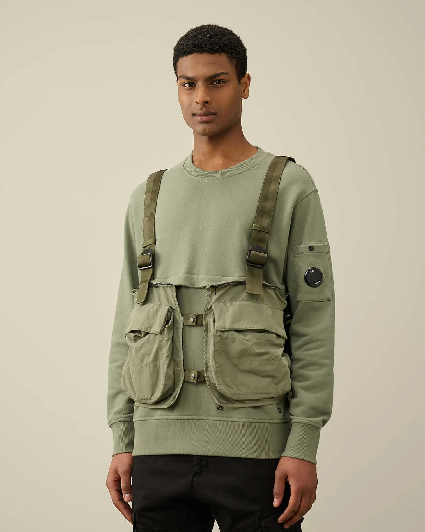 Homme C.P. Company Sweat-Shirts^Diagonal Raised Fleece Mixed Detachable Sweatshirt