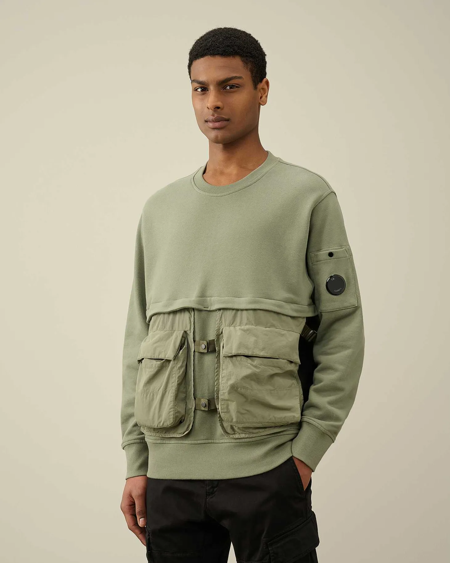 Homme C.P. Company Sweat-Shirts^Diagonal Raised Fleece Mixed Detachable Sweatshirt