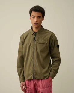 Homme C.P. Company Chemises^Gabardine Zipped Shirt