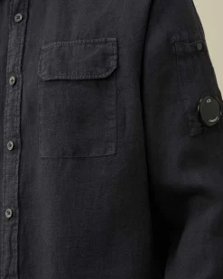Homme C.P. Company Chemises^Linen Pocket Shirt
