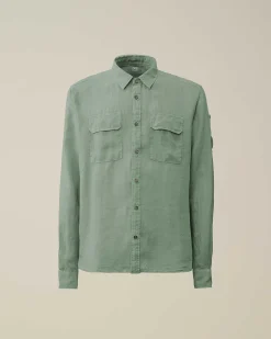 Homme C.P. Company Chemises^Linen Pocket Shirt