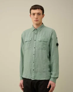 Homme C.P. Company Chemises^Linen Pocket Shirt