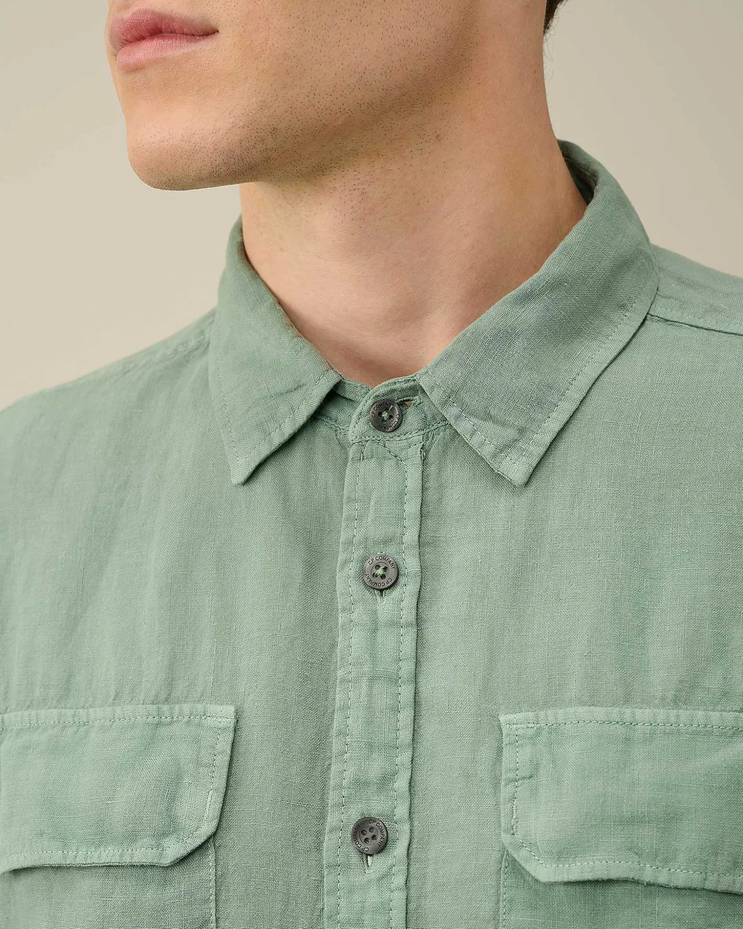 Homme C.P. Company Chemises^Linen Pocket Shirt